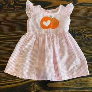 Pink Gingham Dress with Pumpkin toddler girls size 2